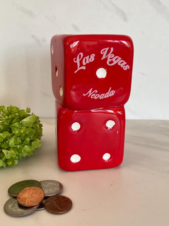 Vintage Ceramic Las Vegas Dice Bank las Vegas Souvenir Bank 1970s 