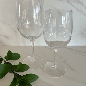 Vintage Luigi Bormioli Wine Glasses. His and Hers. 1990’s Italy. Signed on Base Luigi Bormioli. *Read listing for sizes.