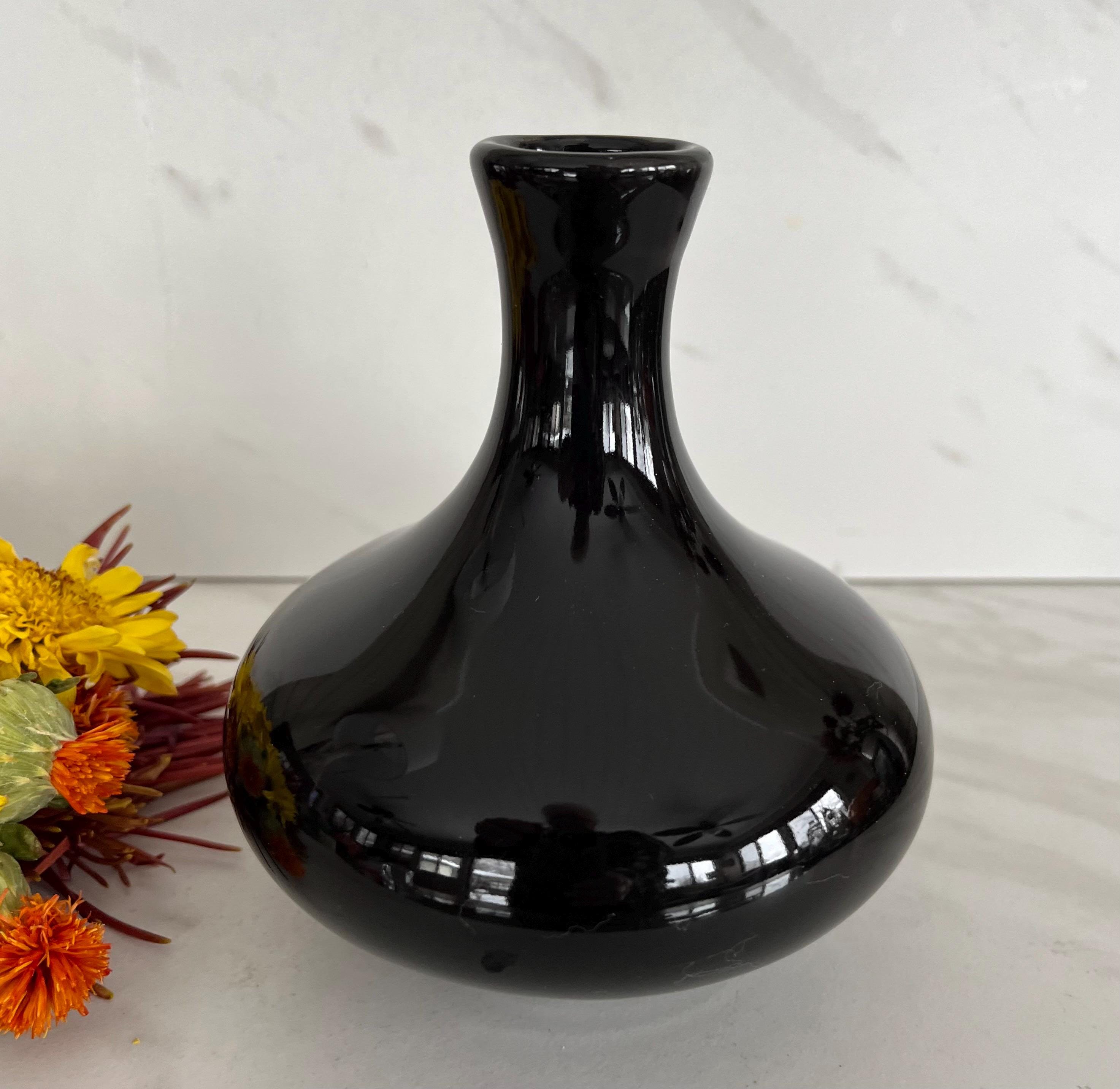 Haeger Pottery Vintage Small Black Vase. Made in USA 1998 