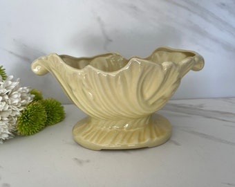 Gorgeous!! American Bisque Pottery Company Pale Yellow Planter or Fruit Bowl 1940’s Art Deco Vibe.