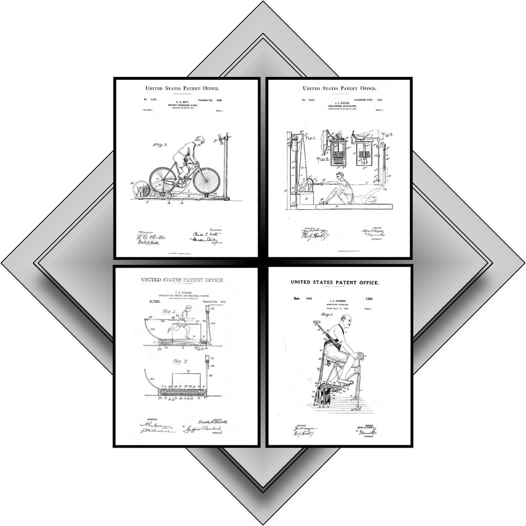 1900s Exercise Equipment 4 Exercise Equipment Patent Drawings