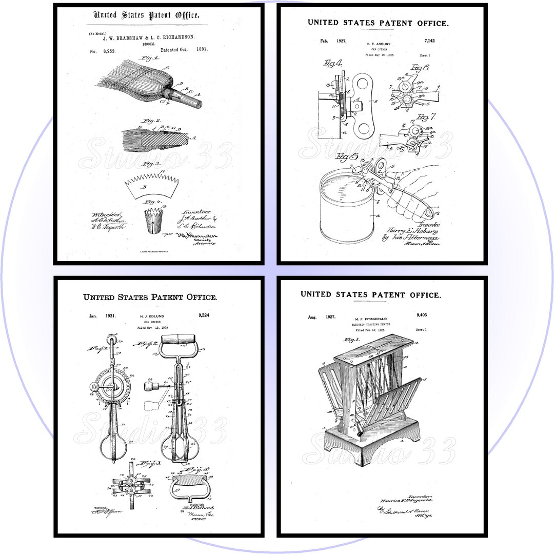 Vintage Kitchen Patents Art Prints: 1900s Diagrams (digital Download ...