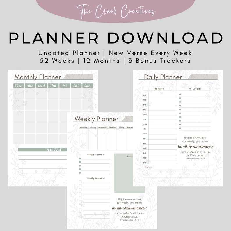 Printable Reusable Planner Download Monthly Weekly and Daily Etsy