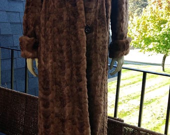 Vintage 50&#39;s 60&#39;s sheared mink scallop shear fur coat 3/4 Length GORGEOUS brown FABULOUS CONDITION Kossoff furs Wisconsin