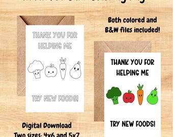 Feeding Therapist/Occupational Therapist/Speech Therapist Thank You Coloring Page Card Digital Download