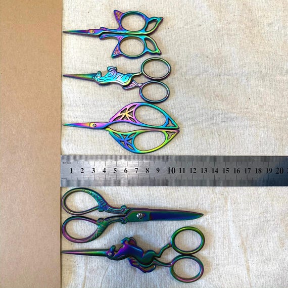 thumbnail image 2 of Stork Scissors Embroidery Scissors, Small Sharp Pointed Detail Shears For DIY Craft Needlework Yarn Sewing Cross Stitch Thread Cutting Handicraft Tool, 4.6in Blue Vintage Scissors 2 of 12