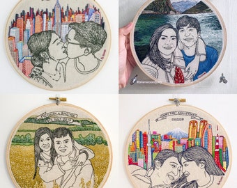 DEPOSIT LISTING | CUSTOM Portrait Embroidery- Birthday.Hand Embroidered art.Wedding gift.Couples Portrait.Family Portrait.Anniversary