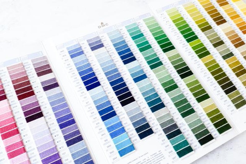 Dmc needlework threads color card with real thread floss etsy