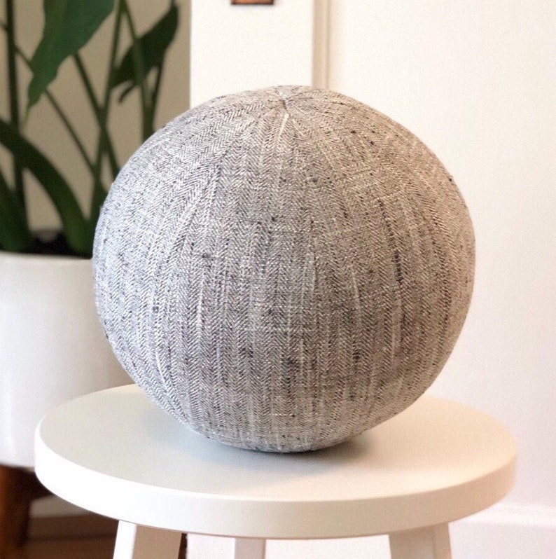 Ball Pillow Grey Weave Handmade Designer Pillow Home Etsy