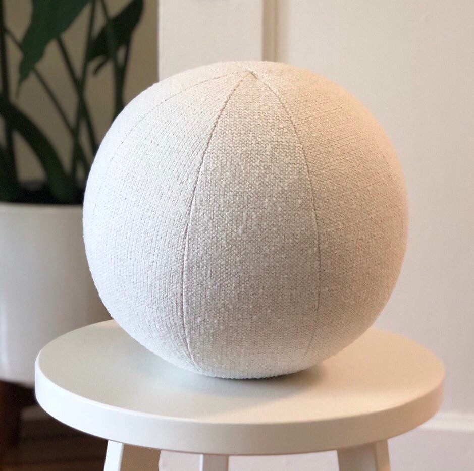 Ball Pillow White Cotton Weave Handmade Performance Etsy
