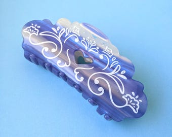 Blaue Porzellan Haarklammer | Elegantes Perlglanz Haar Accessoire