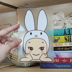 Kawaii White Bunny Baby Peeker Vinyl Sticker Decal