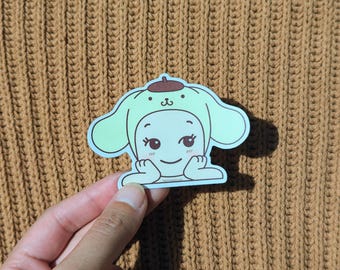 Purin Pudding Dog Baby Mini Peeker Vinyl Sticker