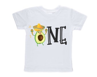 Avocado First Birthday Raglan. Avocado ONE.  Taco themed Birthday Shirt- Birthday Shirt, Boy's First Birthday, Cake Smash, Birthday Boy,