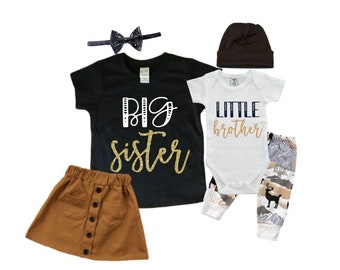 big sister and baby brother matching outfits