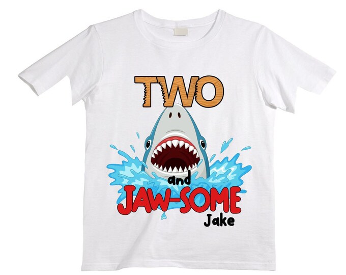 Being TWO is JAW-SOME Birthday Two theme Birthday Shirt. 2nd Birthday. Ocean Birthday Shirt. Shark Theme Birthday Shirt.