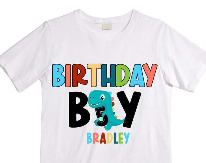 Personalized Dinosaur Themed Birthday Boy Raglan Dinosaur theme Birthday Shirt. FIVE Birthday. Boy's Dino Birthday. Dinosaur Birthday Shirt.