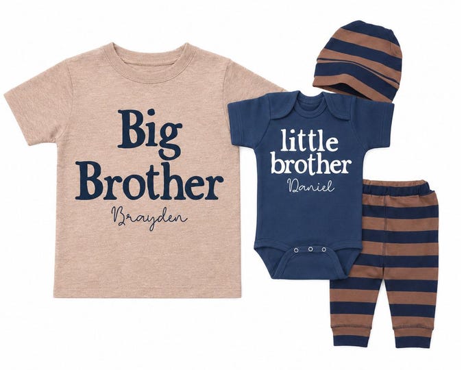 Big Brother/Little Brother Matching Sibling Set. Baby Shower Gift. Take Home Outfit. Matching Sibling Set