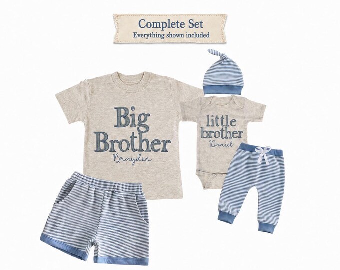 Big Brother/Little Brother Matching Sibling Set. Baby Shower Gift. Take Home Outfit. Matching Brother Set