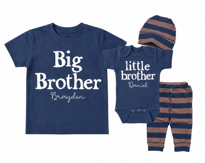 Big Brother/Little Brother Matching Sibling Set. Baby Shower Gift. Take Home Outfit. Matching Sibling Set