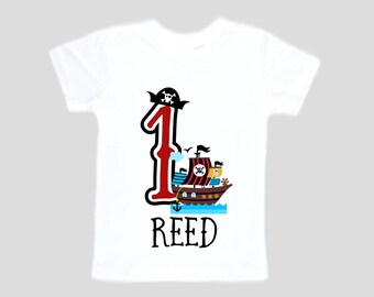 Personalized Pirate Ship Themed Birthday Shirt- Birthday Shirt, Boy's First Birthday, Cake Smash, Birthday Boy,