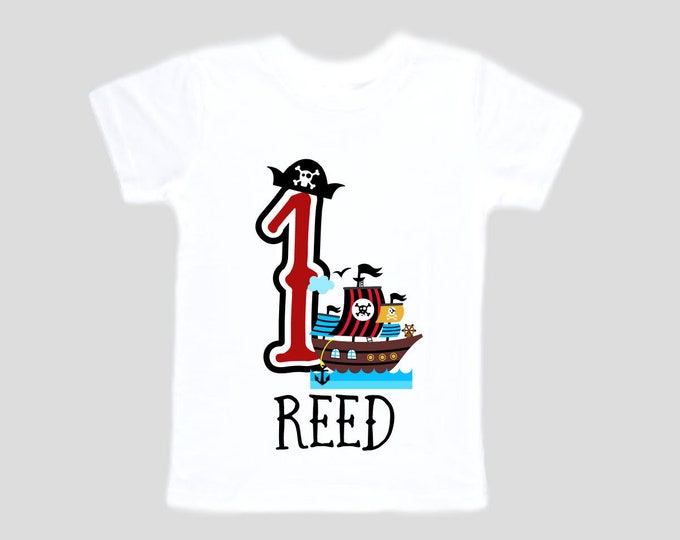 Personalized Pirate Ship Themed Birthday Shirt- Birthday Shirt, Boy's First Birthday, Cake Smash, Birthday Boy,
