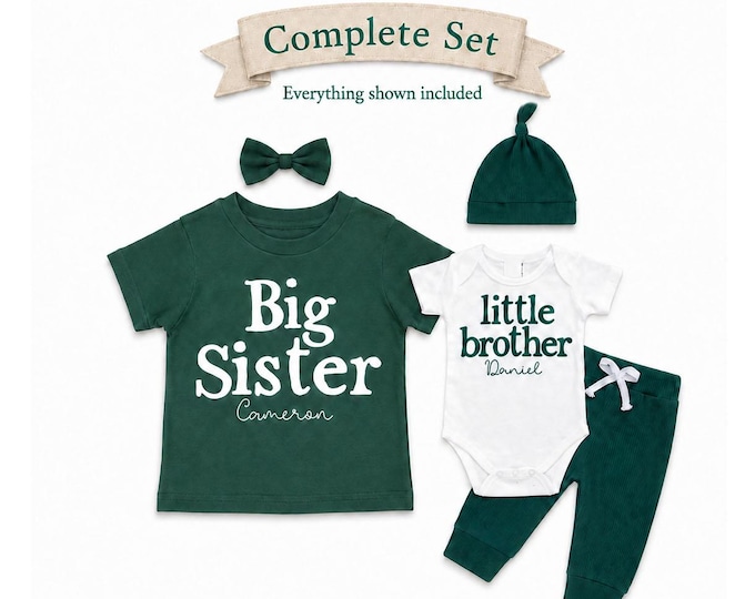 Big Sister/Little Brother Matching Sibling Set. Baby Shower Gift. Take Home Outfit. Matching Sibling Set