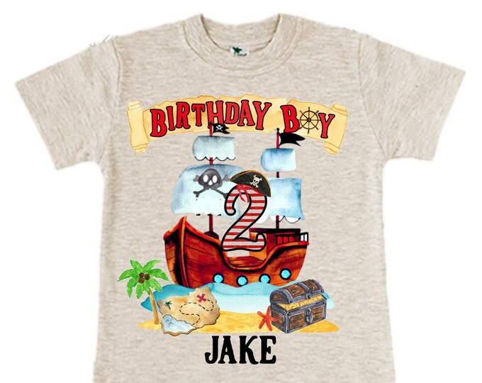 Personalized Pirate Ship theme Birthday Shirt. Two Birthday. Boy's Pirate Birthday. Shiver Me Timbers. Ahoy Matey. Arr. Arragh Shirt. Pirate