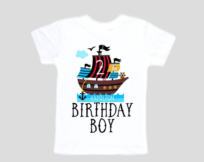 Personalized Pirate Ship theme Birthday Shirt. Two Birthday. Boy's Pirate Birthday Shirt. Pirate Ship Birthday Shirt.