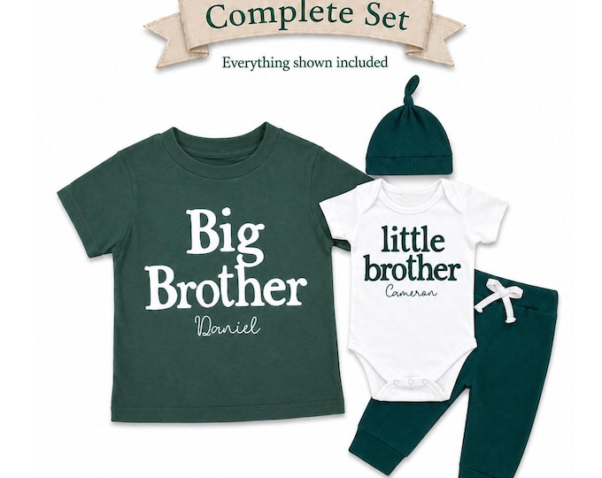 Big Brother/Little Brother Matching Sibling Set. Baby Shower Gift. Take Home Outfit. Matching Brother Set