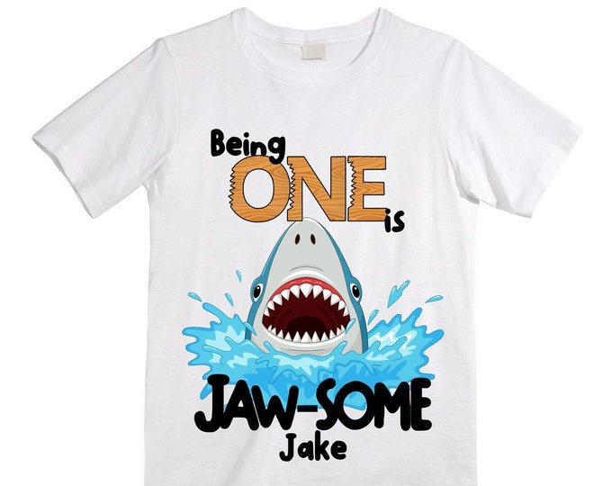 Being ONE is JAW-SOME Birthday one theme Birthday Shirt. First Birthday. Ocean Birthday Shirt. Shark Theme Birthday Shirt.