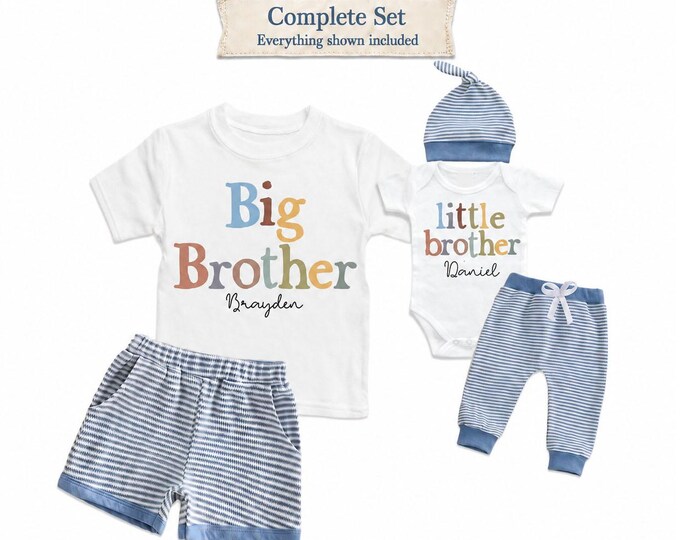 Big Brother/Little Brother Matching Sibling Set. Baby Shower Gift. Take Home Outfit. Matching Brother Set