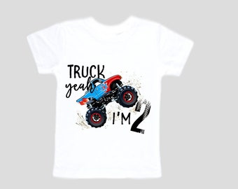 Monster Truck theme Birthday Shirt. Two Birthday. Boy's Truck Birthday Shirt. Monster Truck Racing Birthday Shirt.