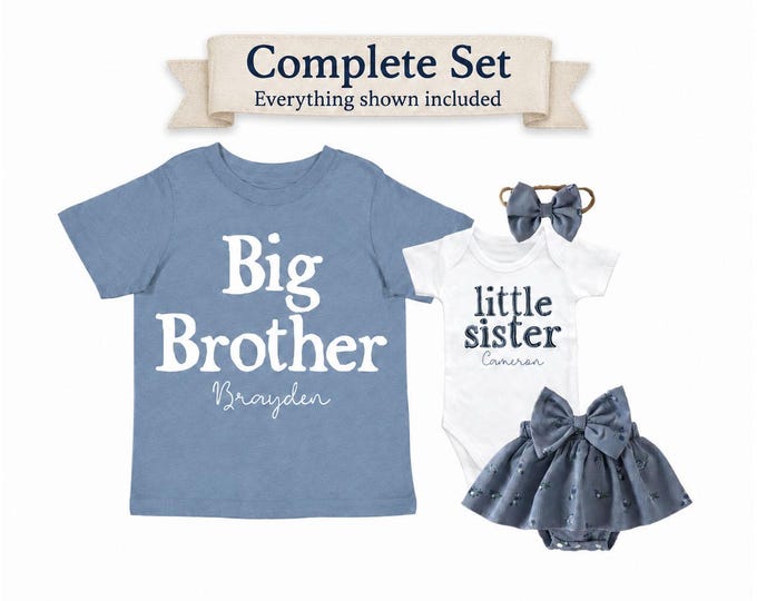 Big Brother/Little Sister Matching Sibling Set. Baby Shower Gift. Take Home Outfit. Matching Sibling Set