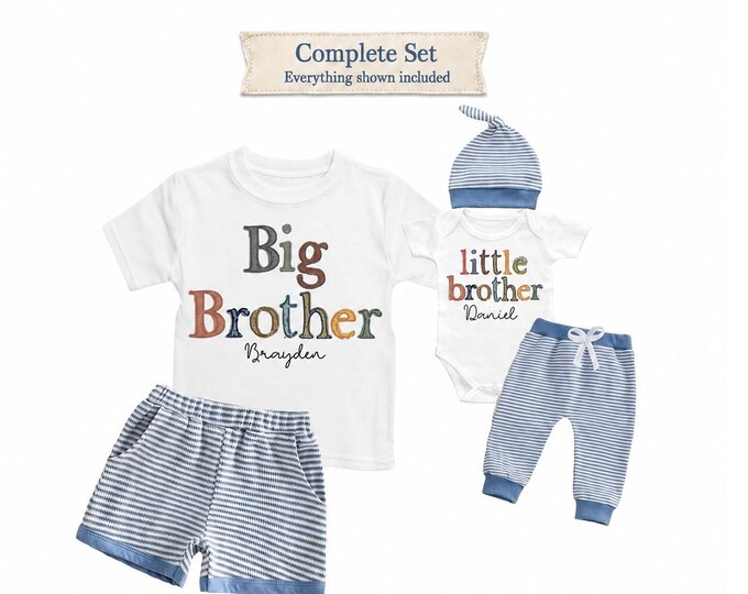 Big Brother/Little Brother Matching Sibling Set. Baby Shower Gift. Take Home Outfit. Matching Brother Set