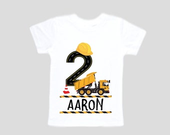 Personalized Construction Themed Dump Truck Construction theme Birthday Shirt. Two Birthday. Boy's Truck Birthday Shirt. Trash Shirt.