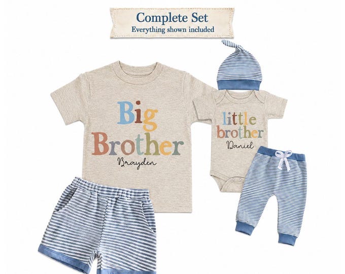 Big Brother/Little Brother Matching Sibling Set. Baby Shower Gift. Take Home Outfit. Matching Brother Set
