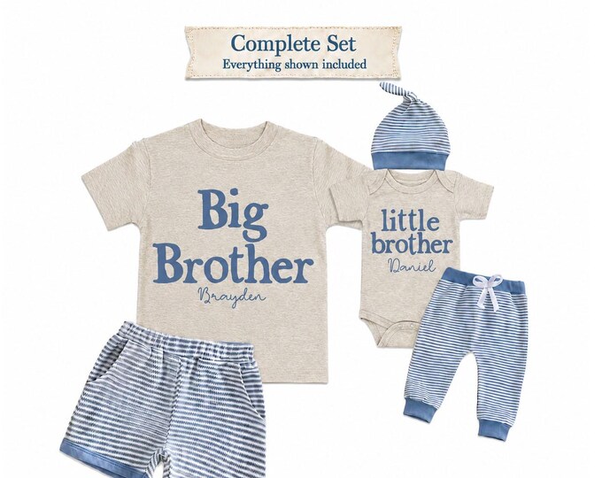 Big Brother/Little Brother Matching Sibling Set. Baby Shower Gift. Take Home Outfit. Matching Brother Set
