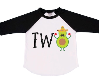 Avocado TWO Birthday. Taco themed Birthday Shirt- Birthday Shirt, Boy's Second Birthday, Cake Smash, Birthday Boy,