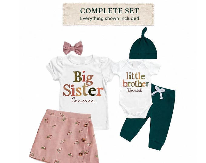 Big Sister/Little Brother Matching Sibling Set. Baby Shower Gift. Take Home Outfit. Matching Sibling Set