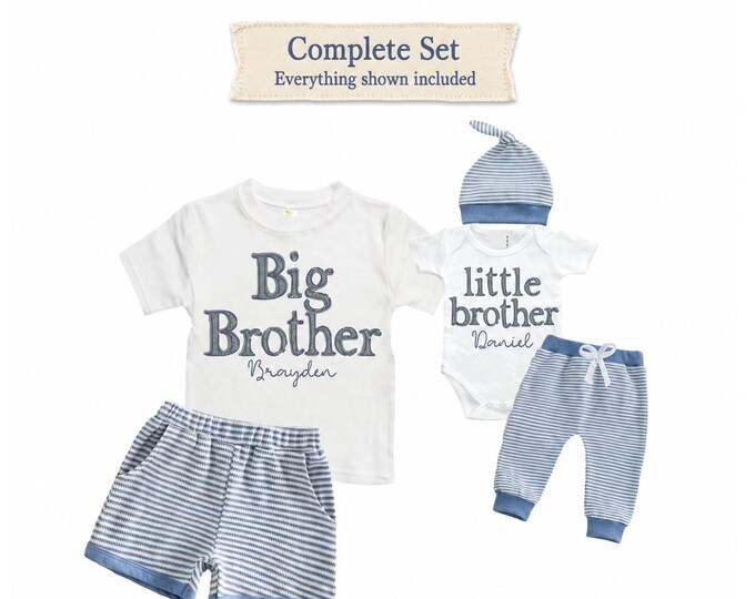 Big Brother/Little Brother Matching Sibling Set. Baby Shower Gift. Take Home Outfit. Matching Brother Set