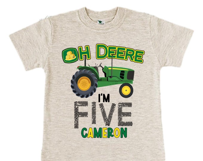Personalized Green Tractor Truck FIVE Raglan Monster Truck theme Birthday Shirt. FIVE Birthday. Racing Birthday . Tractor Truck Birthday .