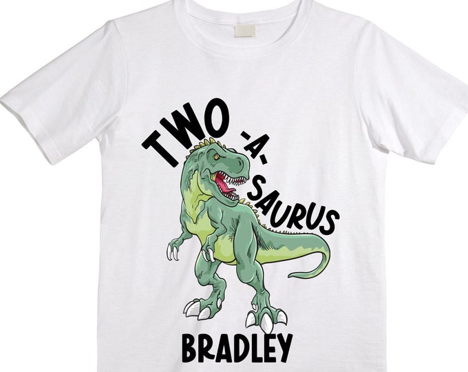 Personalized Two Rex Dinosaur theme Birthday Shirt. Two Birthday. Boy's Dino Birthday Shirt. Dinosaur Birthday Shirt.