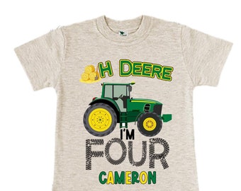 Personalized Tractor FOUR  Raglan Monster Truck theme Birthday Shirt. Two Birthday. Boy's Racing Birthday . Tractor Birthday .