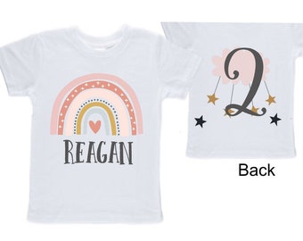 Personalized Rainbow TWO Birthday Girl Shirt. Cake Smash Sleeve Birthday Shirt. TWO . Birthday Shirt