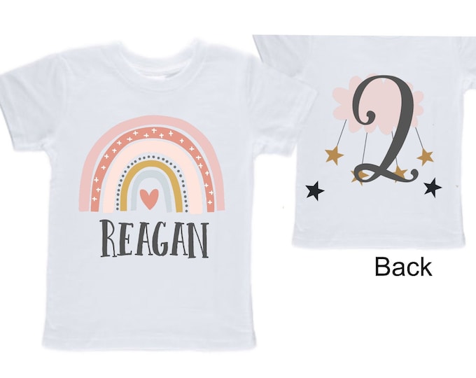 Personalized Rainbow TWO Birthday Girl Shirt. Cake Smash Sleeve Birthday Shirt. TWO . Birthday Shirt