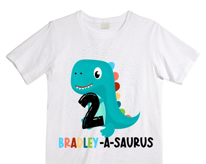 Personalized Two Rex Dinosaur theme Birthday Shirt. Two Birthday. Boy's Dino Birthday Shirt. Dinosaur Birthday Shirt.