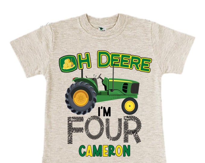 Personalized Tractor FOUR  Raglan Monster Truck theme Birthday Shirt. Two Birthday. Boy's Racing Birthday . Tractor Birthday .