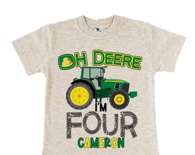 Personalized Tractor FOUR  Raglan Monster Truck theme Birthday Shirt. Two Birthday. Boy's Racing Birthday . Tractor Birthday .