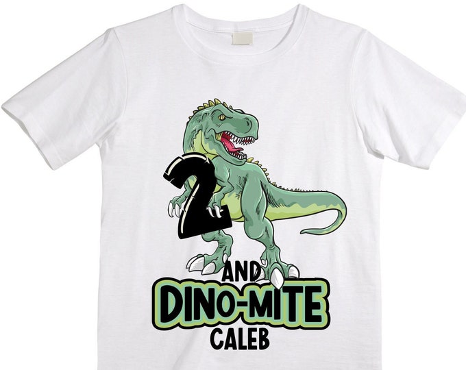 Personalized Two Rex Dinosaur theme Birthday Shirt. Two Birthday. Boy's Dino Birthday Shirt. Dinosaur Birthday Shirt.